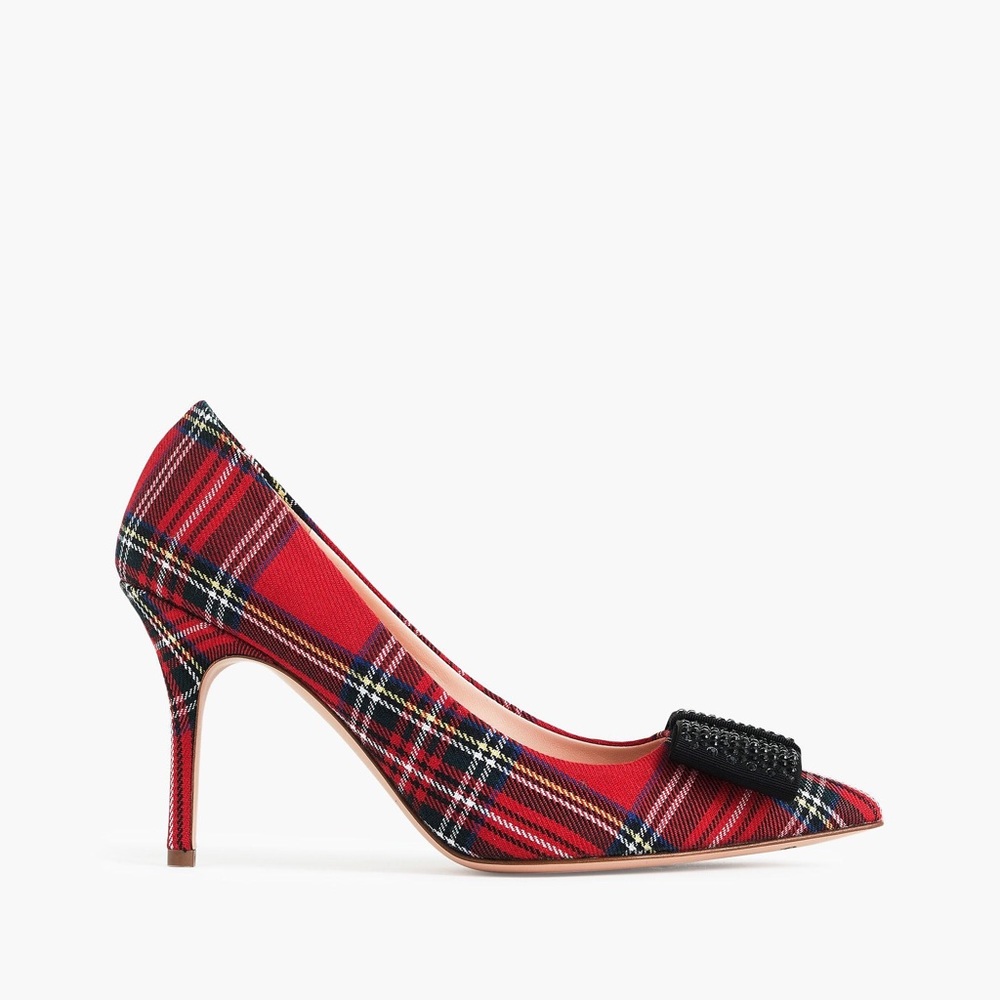 Women's Elsie Pumps With Bow In Red Tartan